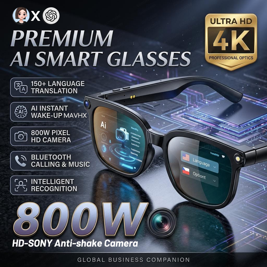 Smart Glasses Lens - 2026 4K 8MP 스마트 안경 남성용