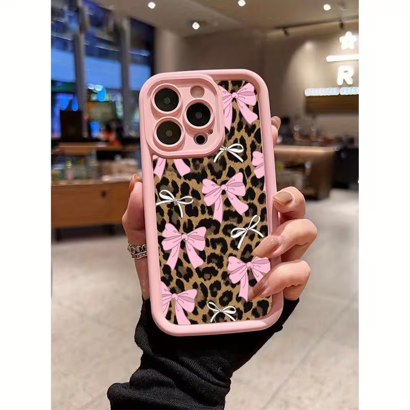 Apple Iphone 15 Pro Max - 레오파드 프린트 리본 폰 케이스 (아이폰
