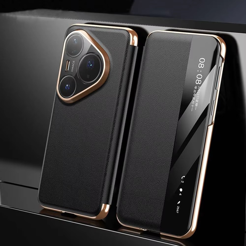 고급 천연 가죽 스마트 윈도우 플립 폰 케이스, 화웨이 - Huawei Pura 70 리뷰 및 가격